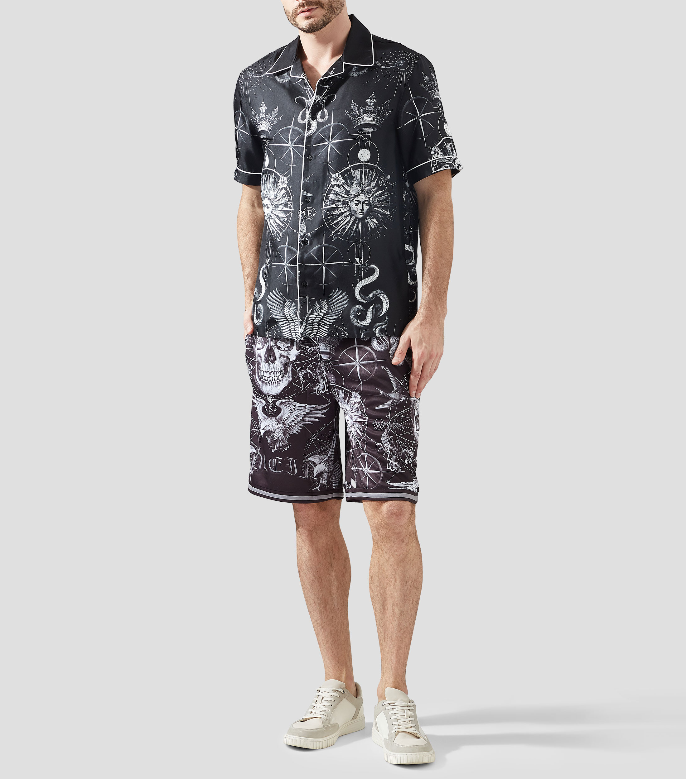 Camisa con estampado manga corta Hombre